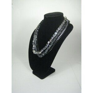 Robert Rose Necklace 25 inch Multi Strand Silvertone Chain Modern Statement